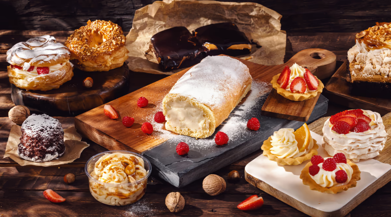 ტარტალეტკები მოხარშული კრემით და ხილით