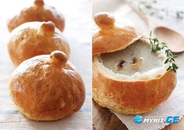 სოკოს წვნიანი პურის ქოთანში