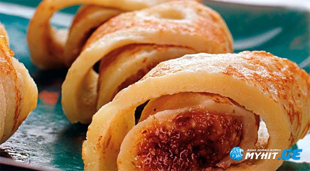 კონიაკზე მომზადებული ბლინები ნიგვზიანი გულსართით