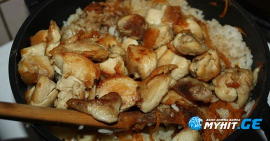 ქათმის ფილე ბრინჯით - ირმა სოხაძის რეცეპტით