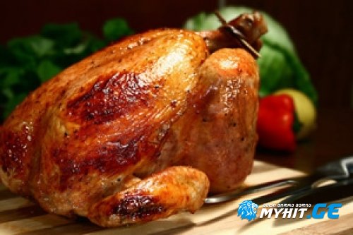 სოკოთი და ბრინჯით ფარშირებული ქათამი