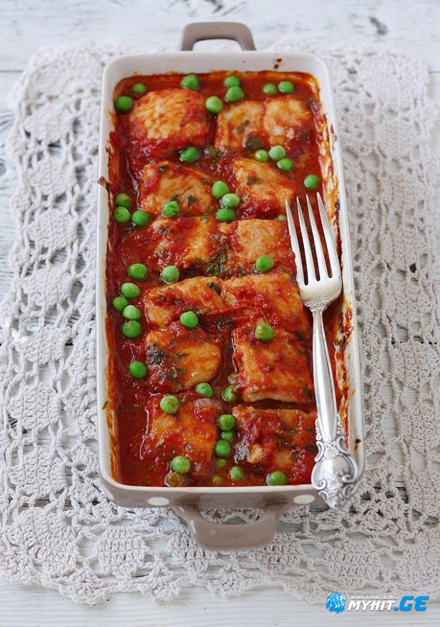 თევზის ფილე პამიდვრის სოუსში