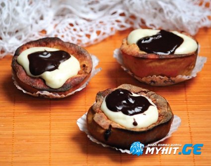 კომშის დესერტი კრემითა და შოკოლადით