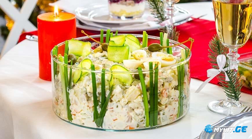 ოლივიე საქონლის ენით და ქორფა კიტრით