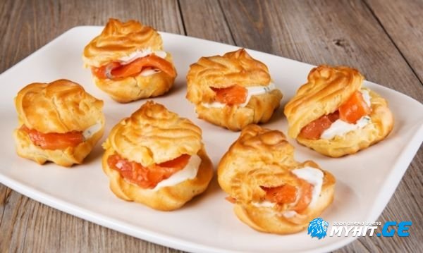 ორაგულის პროფიტროლები - საუკეთესო წასახემსებელი გურმანებისთვის